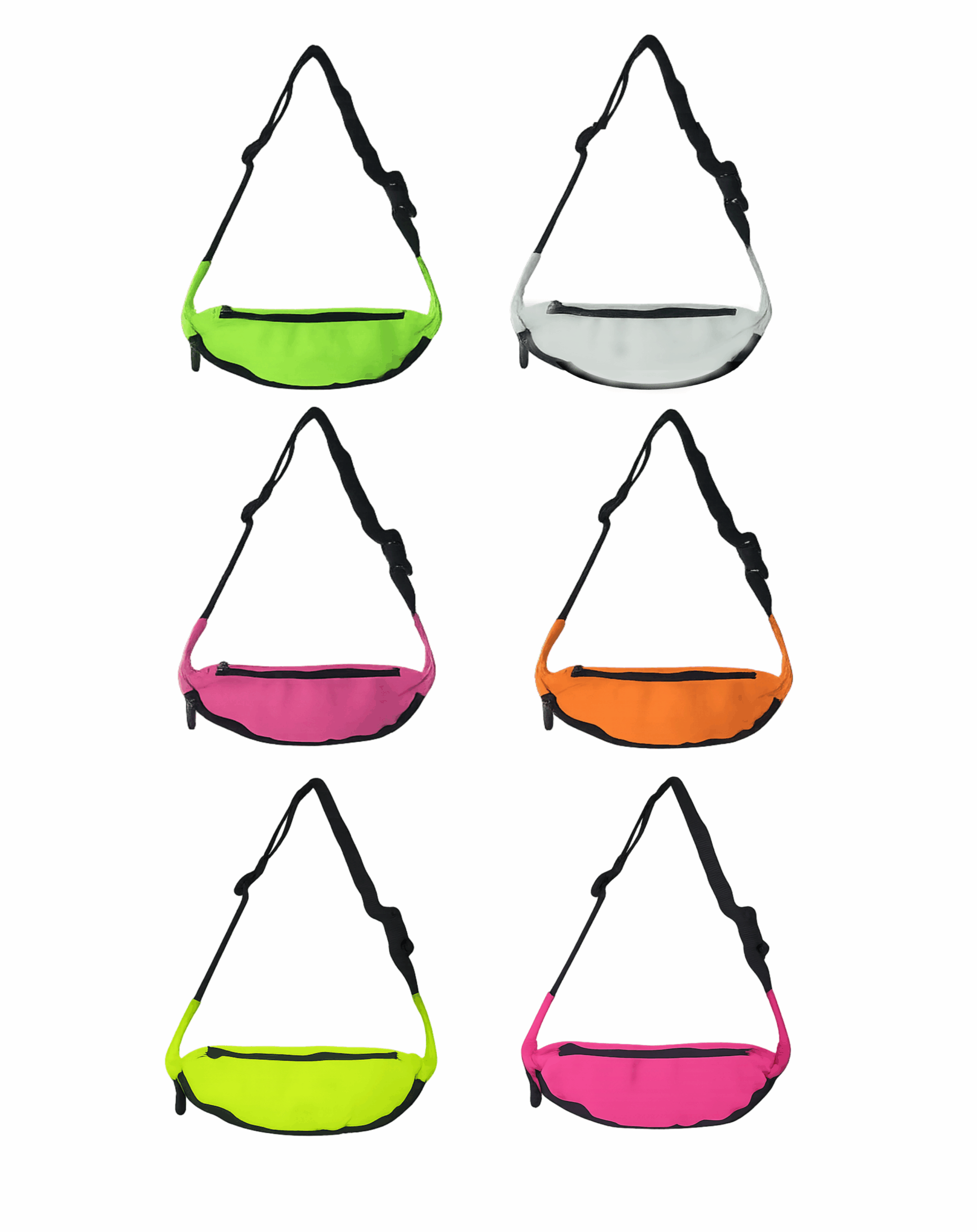 Neon Fanny Pack – 80s/90s Glow Party Waist Bag with Adjustable Strap, Lightweight Belt Bag for Running, Cycling, Raves, and Outdoor Events, 2Pack