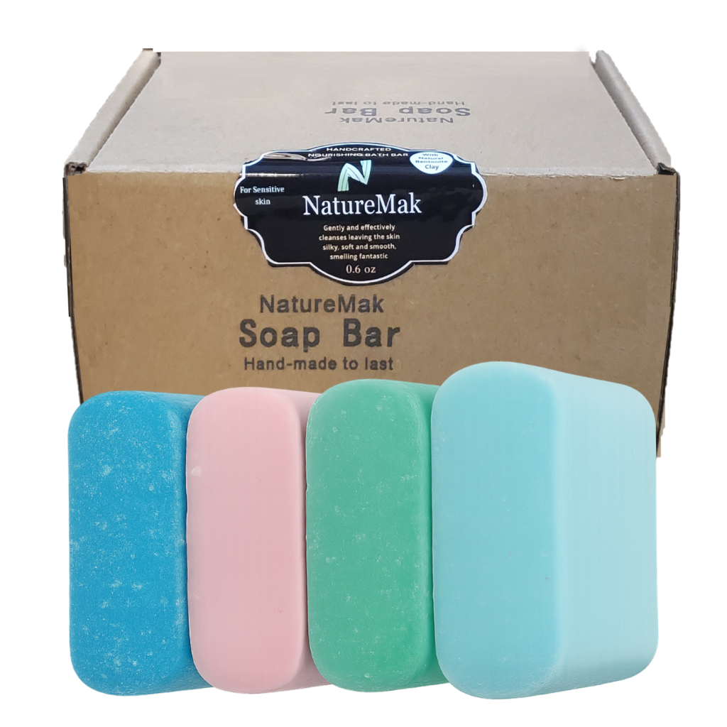 Soap Bar Made in USA with Bentonite Clay Natural Organic Hand-made Moisturizing Cleansing bar for Sensitive Skin Face Body for Men Women Mild Fragrance, 4-Pack, 6 oz each bar