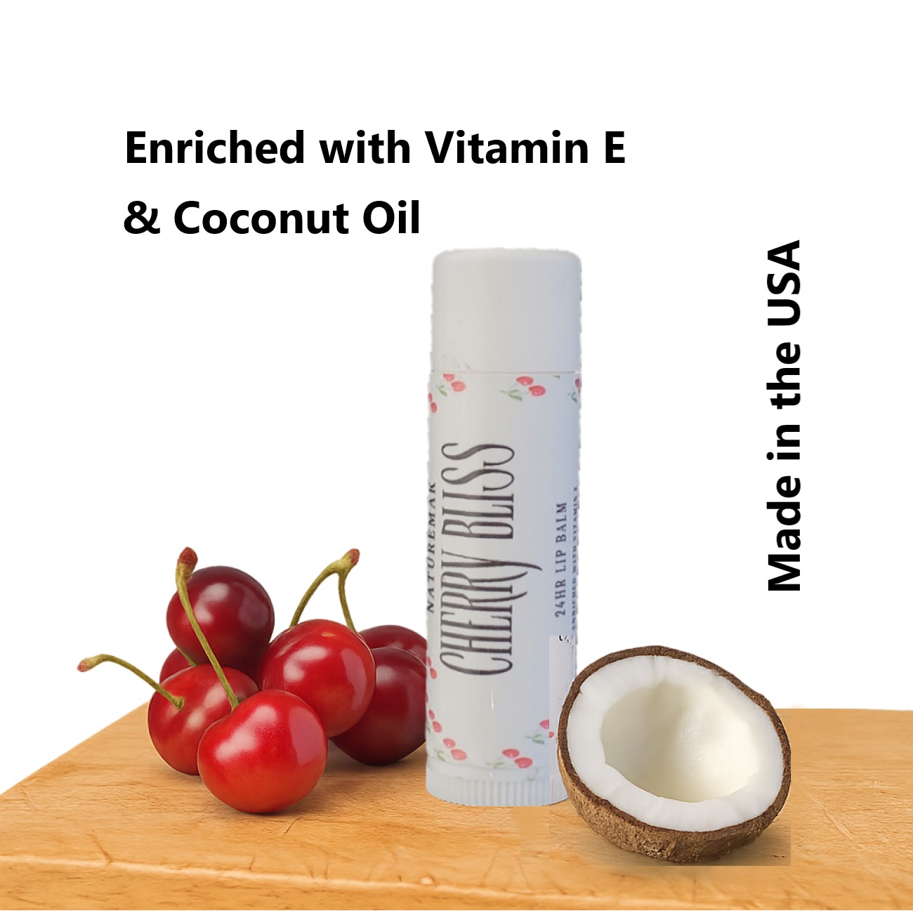 NatureMak Lip Balm Cherry Bliss – 2pk, 0.14oz – Smooth & Nourishing, w/ Coconut