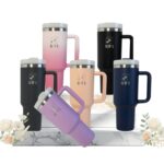 40oz Insulated Mug with Handle & Lid – Stainless Steel Double Wall Tumbler, Multicolor