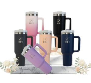 40oz Insulated Mug with Handle & Lid – Stainless Steel Double Wall Tumbler, Multicolor